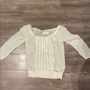 New with tags NWT abercrombie & fitch henley cream white sheer chiffon blouse